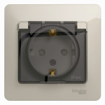 Розетка 1гн с З/К с крыш. шторки с/у молочный в сборе 16А IP44 Glossa Schneider Electric(1/10)