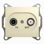 Розетка 2гн ТВ+спутник TV+SAT проходная с/у крем механизм Glossa Systeme Electric