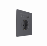 Systeme Infinity, Розетка С/У с ЗК и зар.устр.USB А+С 20Вт (250В, 16А, защ.шт.), Вулканический пепел