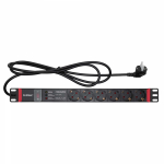 Блок распределения питания для 19" шкафов, 6 розеток Schuko, с защитойот перенапряжения Блок распределения питания для 19" шкафов, 6 розеток Schuko, с защитойот перенапряжения