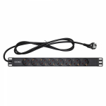 Блок распределения питания для 19" шкафов, 8 розеток Schuko Блок распределения питания для 19" шкафов, 8 розеток Schuko