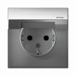 Розетка 1гн с З/К с крыш. шторки с/у алюминий механизм 16А IP44 ArtGallery Systeme Electric (1/10/20)