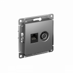 Розетка 2гн комп+ТВ RJ45+TV с/у сталь механизм кат.5е AtlasDesign Systeme Electric