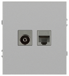 Розетка ЭРА Arktik 16-3110-03 комбинированная RJ45+TV алюминий Розетка ЭРА Arktik 16-3110-03 комбинированная RJ45+TV алюминий
