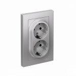 Розетка 2гн с З/К шторки с/у алюминий в сборе 16А AtlasDesign Systeme Electric