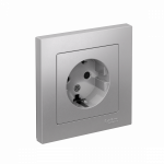 Розетка 1гн с З/К шторки с/у алюминий в сборе 16А AtlasDesign Systeme Electric