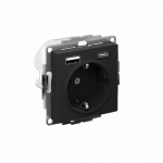 Розетка 1гн c З/К+2хUSB typeА+ typeС с/у карбон механизм 16А AtlasDesign Systeme Electric (1)