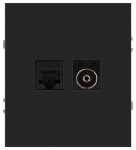 Розетка ЭРА Arktik 16-3110-05 комбинированная RJ45+TV антрацит Розетка ЭРА Arktik 16-3110-05 комбинированная RJ45+TV антрацит