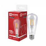 Лампа светодиодная LED-ST64-deco 11Вт 230В Е27 4000К 1270Лм прозрачная IN HOME