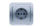 Розетка 1гн с З/К с/у серебро керамика 16А Mimoza Makel (1/12/120)