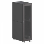 Шкаф напольный разобранный 19   IT-CQE-N 47U 800x1000мм, крыша с вырубкой, дверь стекло и двойная сплошная металл, двойные боковые панели, черный RAL9