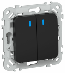 FLITE Выключ. 2-кл. прох. с инд. 10А ВС62-1-1-ФлЧ чер. IEK
