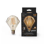 Лампа Gauss Filament Diamond 5W 450lm 2400К Е27 golden LED 1/20 Лампа Gauss Filament Diamond 5W 450lm 2400К Е27 golden LED 1/20