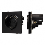 Механизм розетки с USB зарядкой SCT-TENDO-MUAA-PL-BK (230V, 16A) (Arlight, Черный)