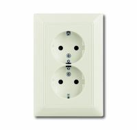 Розетка ABB Basic 55 2-мест. в сборе с корпусом с З/К скр. уст-ки16А 220-250В IP20 белый
