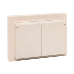 Механизм розетки двойной, 16А, IP44, с заземлением, со шторками, с рамкой, с крышками, кремовый Эпика EKF