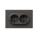 Механизм розетки двойной, 16А, с заземлением, со шторками, с рамкой, мокко Эпика EKF