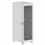 Шкаф напольный разобранный 19   IT-CQE-N 47U 600x800мм, крыша с вырубкой, дверь стекло и сплошная металл, двойные боковые панели, серый RAL7035