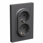 Розетка 2гн с З/К с/у базальт в сборе 16А AtlasDesign Systeme Electric (1/10)