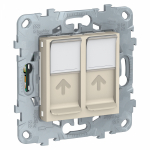 Розетка 2гн комп+комп RJ45+RJ45 с/у крем механизм кат.5е Unica NEW Schneider Electric