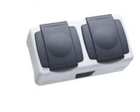 Розетка 2гн с З/К с крыш. о/у серый пружинный зажим 16А IP44 Nemliyer plus Makel (1/6/60)