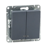 Механизм выключателя, двухклавишный, с подсветкой, графит Эпика EKF