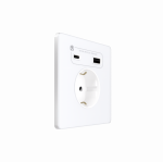 Systeme Infinity, Розетка С/У с ЗК и зар.устр.USB А+С 20Вт (250В, 16А, защ.шторки), Арктический лед