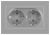 Розетка Intro Accent 6-205-03 2X2P+E Schuko, 16А-250В, IP20, СУ, AL/CU, алюминий