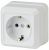 Розетка Intro Quadro 2Э-202-01 с заземлением 2P+E Schuko, 16А-250В, IP20, ОУ, без монтажной пластины, белый