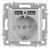 Розетка Intro Accent 6-410-03 , P+E Schuko со шторками, 16А-250В + 2хUSB, IP20, СУ, алюминий