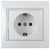 Розетка Intro Plano 1Э-202-01 с заземлением 2P+E Schuko, 16А-250В, IP20, СУ, без лапок, белый