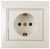 Розетка Intro Plano 1-206-02 с заземлением 2P+E Schuko со шторками, 16А-250В, IP20, СУ, слоновая кость